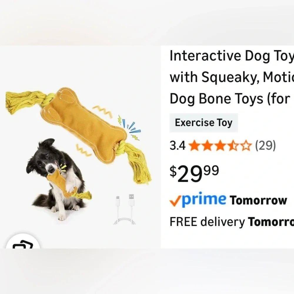 NEW Interactive Dog Toys Wiggles Tails with Squeaky, Motion Activated Dog Toy